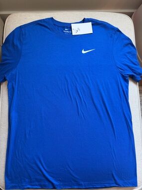 Nike Short-Sleeve Crew Tee in Bright Blue with White Swoosh